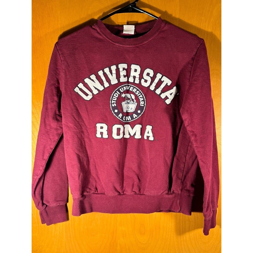 Vintage Women Roma Universita University Burgundy Small S Italy Crewneck Sweater